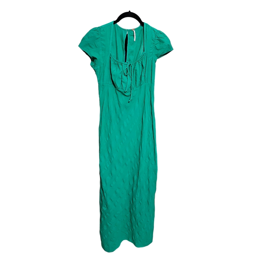 FREE PEOPLE Natalya Solid Green Midi Dress XS - Picture 2 of 6